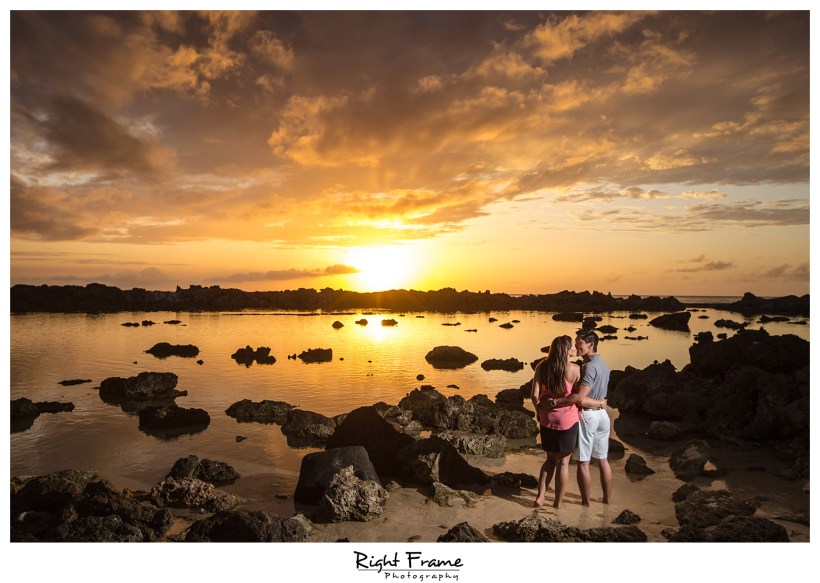 Oahu Sunset Engagement Photos Sharks Cove North Shore Hawaii