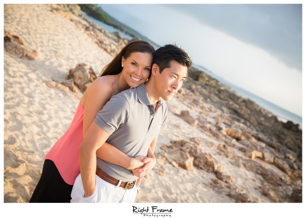Oahu Sunset Engagement Photos Sharks Cove North Shore Hawaii