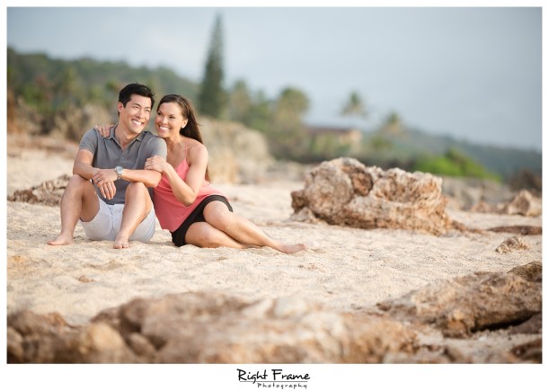 Oahu Sunset Engagement Photos Sharks Cove North Shore Hawaii