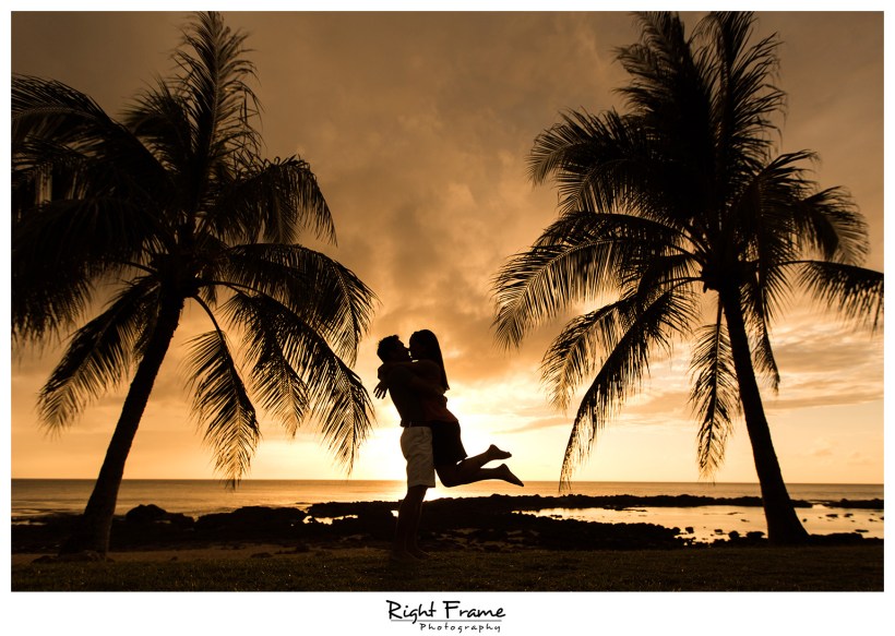 Oahu Sunset Engagement Photos Sharks Cove North Shore Hawaii