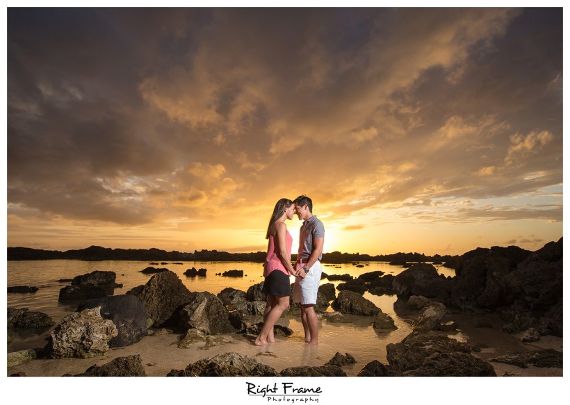 Oahu Sunset Engagement Photos Sharks Cove North Shore Hawaii