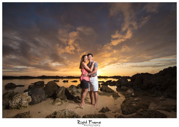 Oahu Sunset Engagement Photos Sharks Cove North Shore Hawaii
