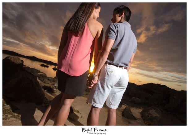 Oahu Sunset Engagement Photos Sharks Cove North Shore Hawaii