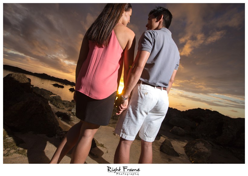 Oahu Sunset Engagement Photos Sharks Cove North Shore Hawaii
