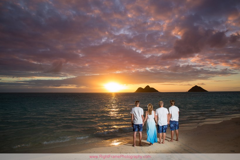 Sunrise lanikai beach family portrait
