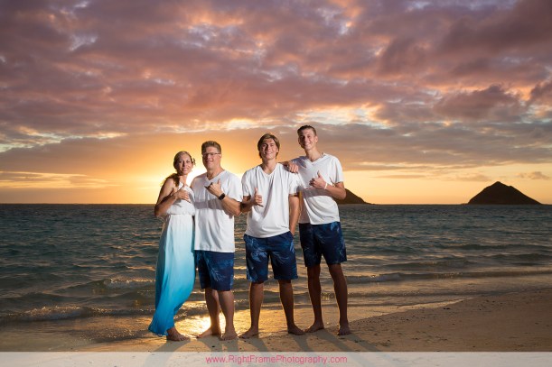 Sunrise lanikai beach family portrait