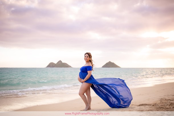 Maternity Photographer at Sunrise Lanikai Beach in Hawaii